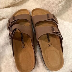 Cushionaire Men's Tan Double-Strap Sandals